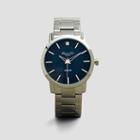Kenneth Cole New York Silvertone Diamond And Blue Accent Link Watch - Neutral