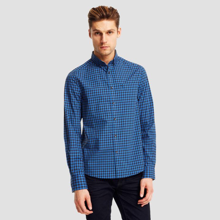 Kenneth Cole New York Long-sleeve Tonal Gingham Shirt - Oceania Comb