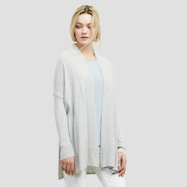 Kenneth Cole New York Lightweight Cardigan With Side Slits - Ltgreymlnge