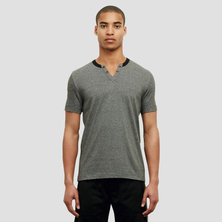 Reaction Kenneth Cole Mini Stripe Henley T-shirt - Black