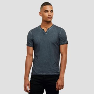 Kenneth Cole New York Pigment Dyed Henley T-shirt - Red Pepper