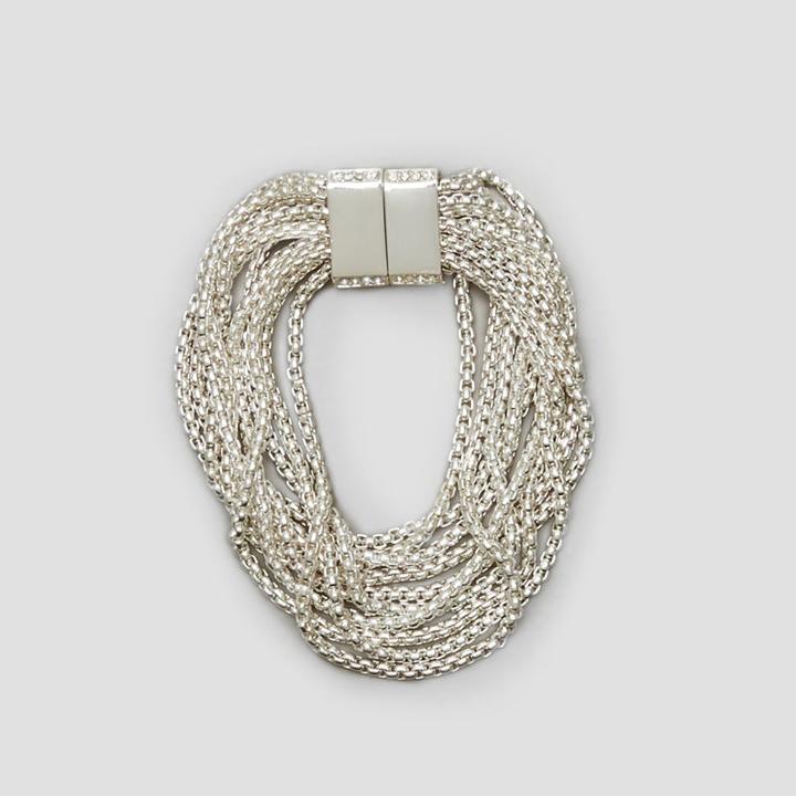 Kenneth Cole New York Pave Multi Row Silver Bracelet - Silver