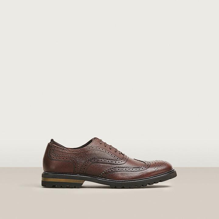 Kenneth Cole New York Click-n-clack Pebbled Leather Shoe - Brown