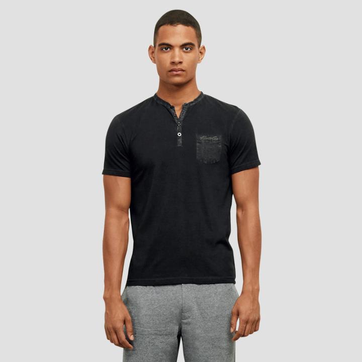 Kenneth Cole New York Short Sleeve Henley Pocket Tee - Navy