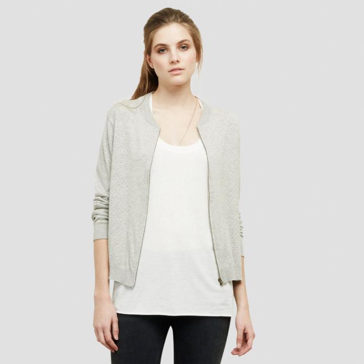 Kenneth Cole New York Perforated Cotton Baseball Jacket - Heather Grey