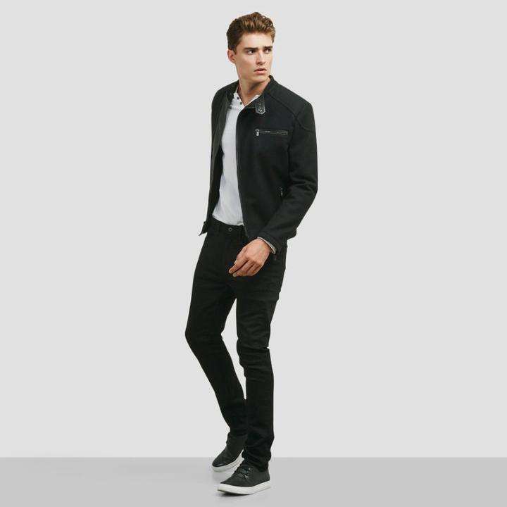 Reaction Kenneth Cole Moto Wool Coat - Black