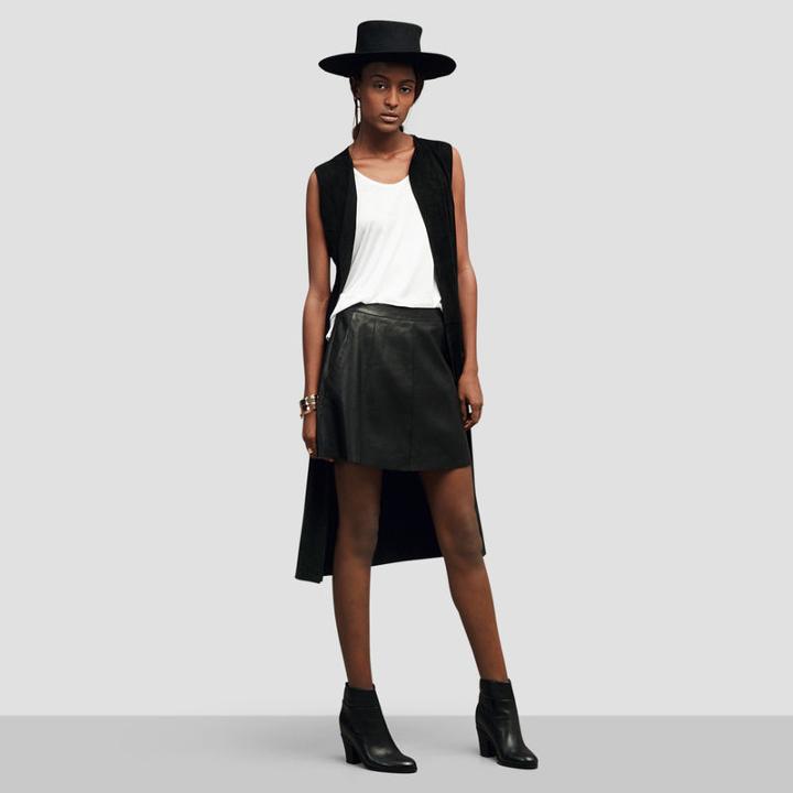 Kenneth Cole Black Label Long Suede Vest - Black