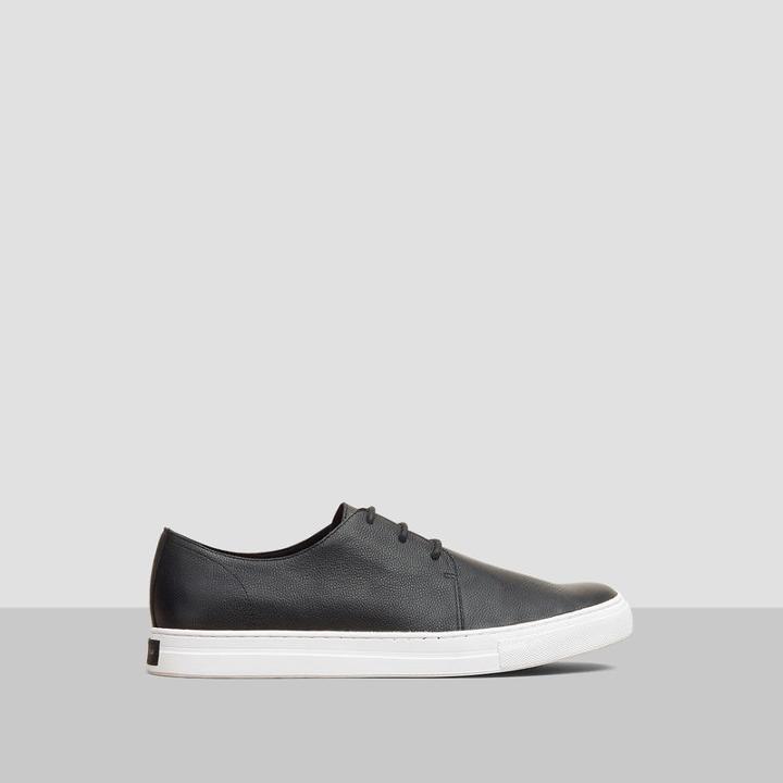 Kenneth Cole New York Double Shuffle Pebbled Leather Sneaker - Black