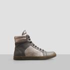 Kenneth Cole New York Double Header Metallic Leather Sneaker - Grey