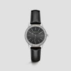 Kenneth Cole New York Black Leather Strap Watch With Rhinstone Details - Neutral