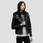 Kenneth Cole Black Label Leather Puffer Jacket - Black