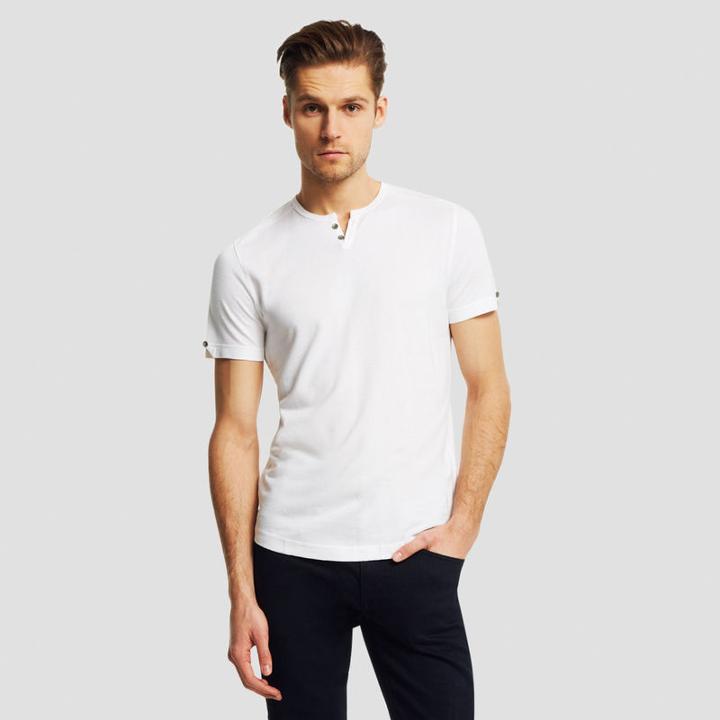 Reaction Kenneth Cole Short-sleeve Jersey Stripe Henley - White