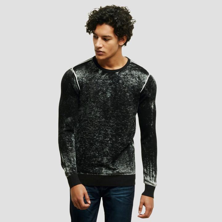 Kenneth Cole New York Acid Washed Crewneck Sweater - Black