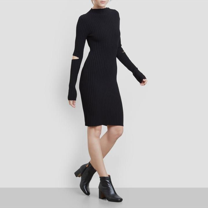 Kenneth Cole New York Cold Elbow Sweater Dress - Black