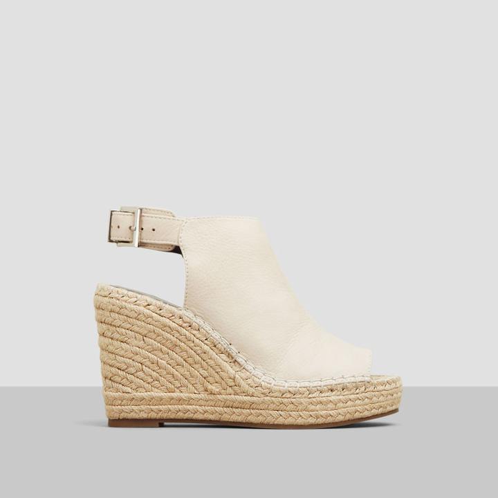 Kenneth Cole New York Olivia Leather Espadrille Wedge - Stone