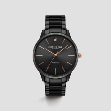 Kenneth Cole New York Diamond Collection Stainless Steel Black Watch - Neutral