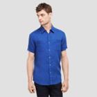 Kenneth Cole New York Short-sleeve Linen Shirt - Blue Cave
