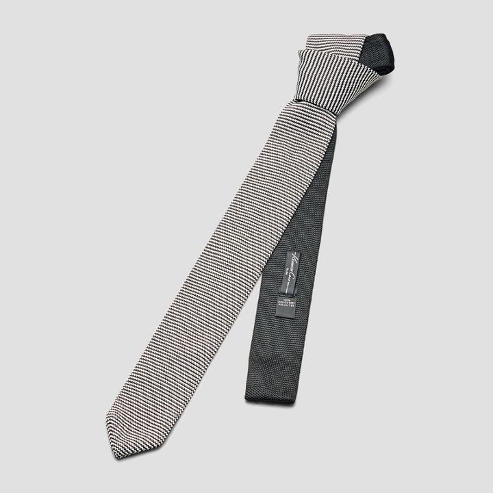 Kenneth Cole New York Fine Horizontal Stripe Knit Tie - Black