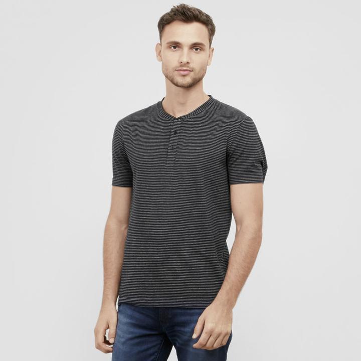 Reaction Kenneth Cole Short Sleeve Mini Stripe Henley - Indigo