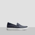 Kenneth Cole New York King 3 Leather Studded Slip-on Sneaker - Navy