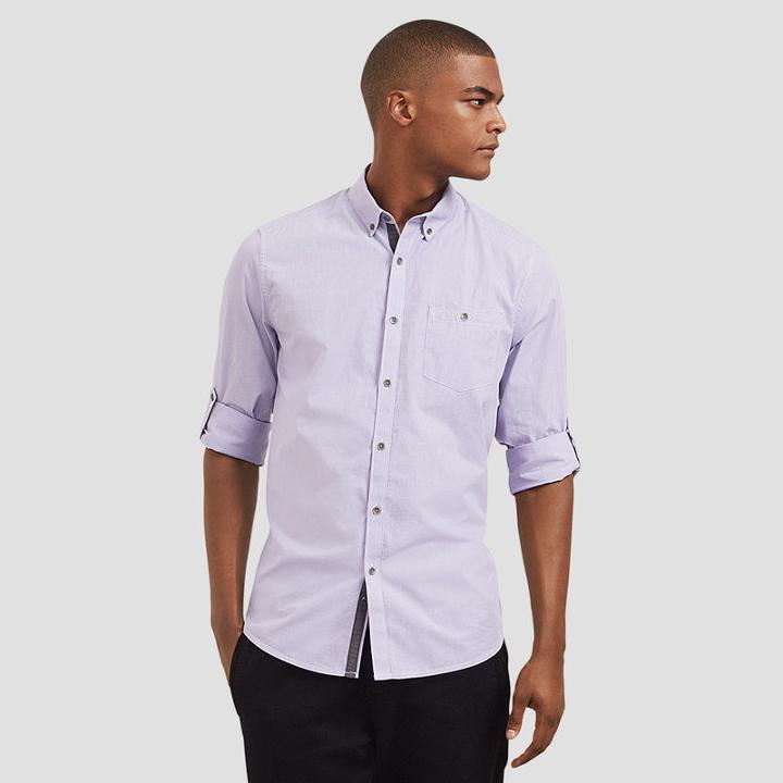 Reaction Kenneth Cole Long-sleeve Micro-check Shirt - Hyacinth Cb
