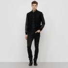 Kenneth Cole New York Leather Sleeve Wool Bomber Jacket - Black