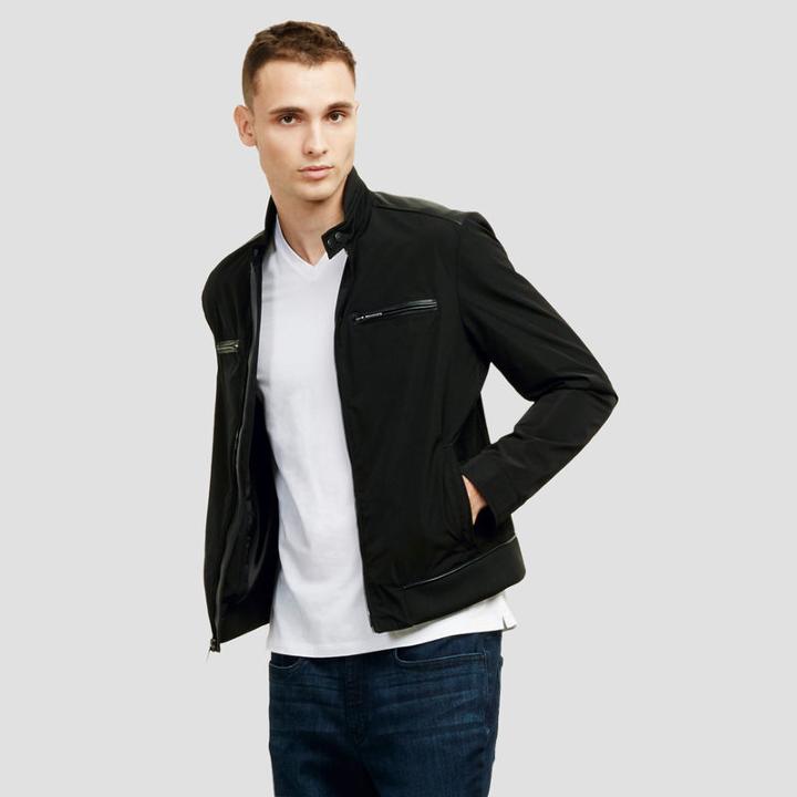 Reaction Kenneth Cole Nylon And Faux-leather Jacket - Black