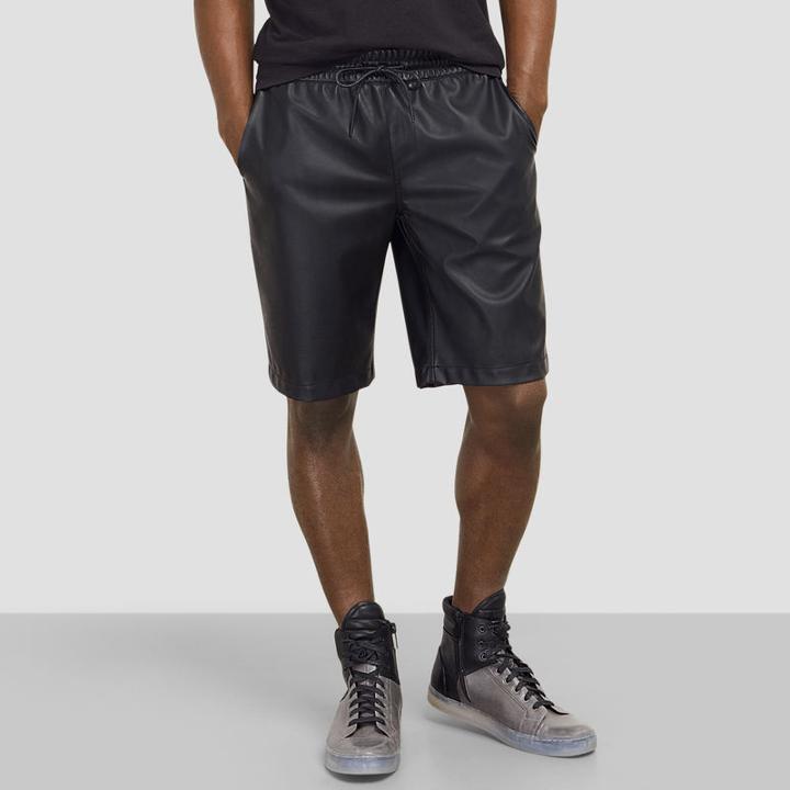 Reaction Kenneth Cole Pull-on Faux-leather Short - Black
