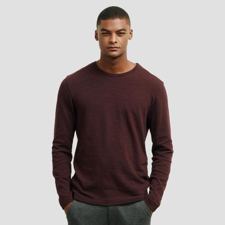 Kenneth Cole New York Long-sleeve Heathered Zip-detail Shirt - Cabernet