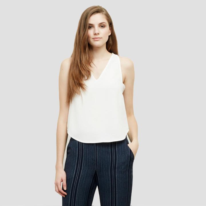 Kenneth Cole New York Crepe Racerback Top - White