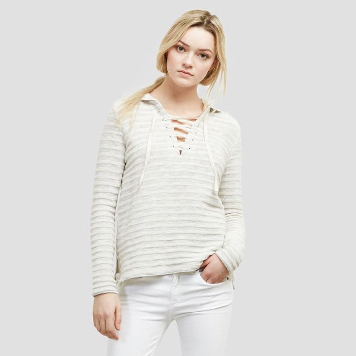 Kenneth Cole New York Lace-up Pullover Hoodie - Lgmlg/ecru
