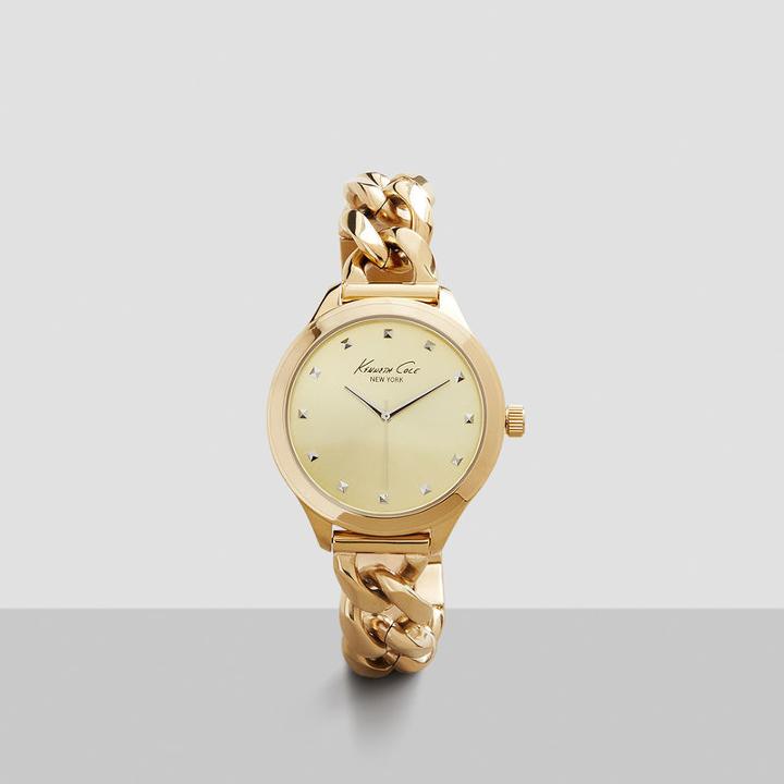 Kenneth Cole New York Gold Bracelet Watch With Pyramid Stud Markers - Neutral