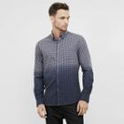 Kenneth Cole New York Long-sleeve Dip Dye Gingham Check Shirt - Patriotblcmb