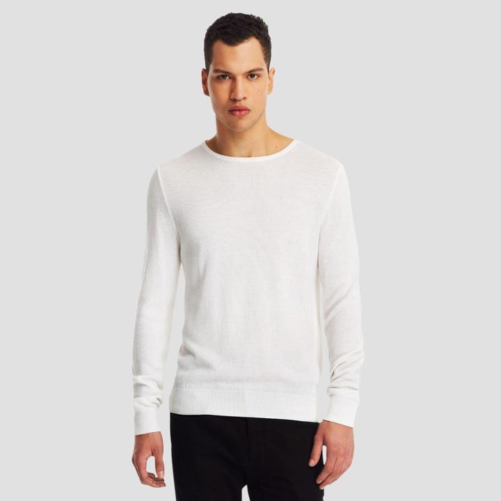 Kenneth Cole New York Long-sleeve Pique Crewneck - White