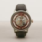 Kenneth Cole New York Silvertone And Brown Accent Skeleton Watch - Neutral