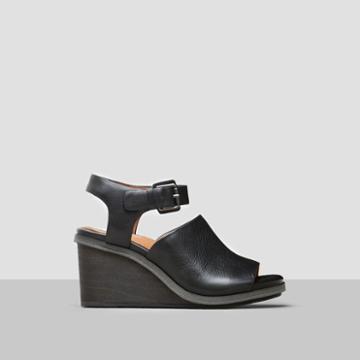 Gentle Souls By Kenneth Cole Gerry Leather Wedge Sandal - Black