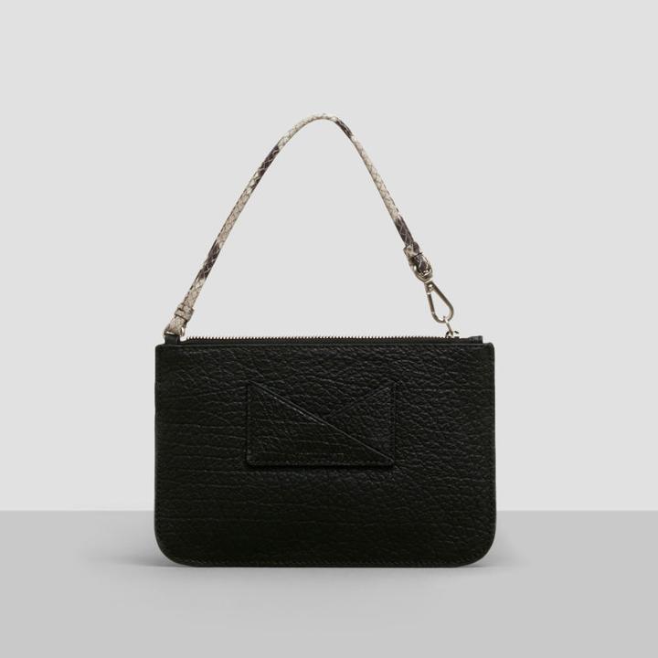Kenneth Cole New York Leather And Snake-embossed Wristlet - Black/black/wh
