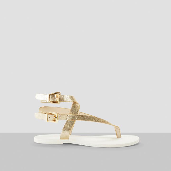 Kenneth Cole New York Ariel Leather Buckled Sandal - Gold