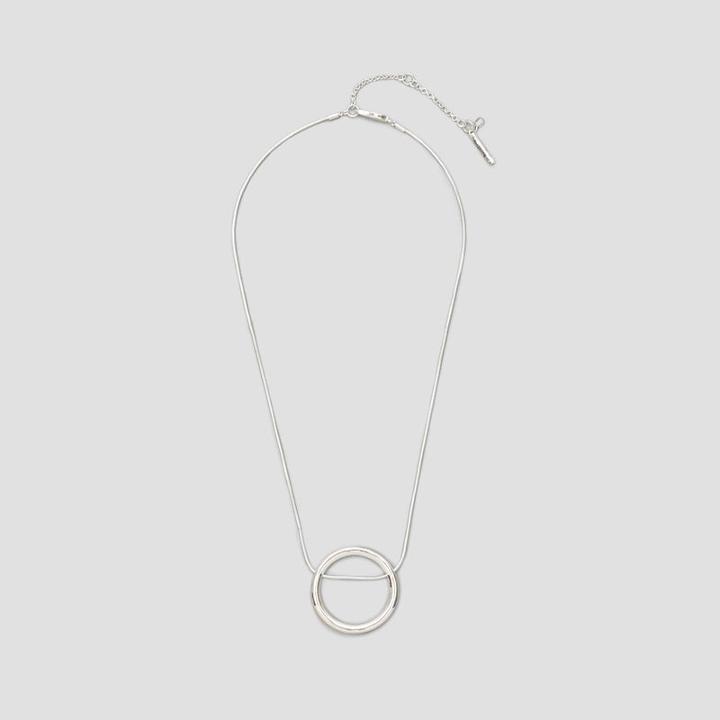 Kenneth Cole New York Circle Pendant Silver Necklace - Shiny Slv