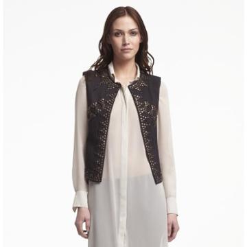 Kenneth Cole Collection Patrice Embellished Linen Vest - Women's - Black