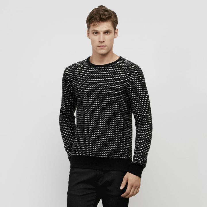 Kenneth Cole Black Label Bird's Eye Print Sweater - Black