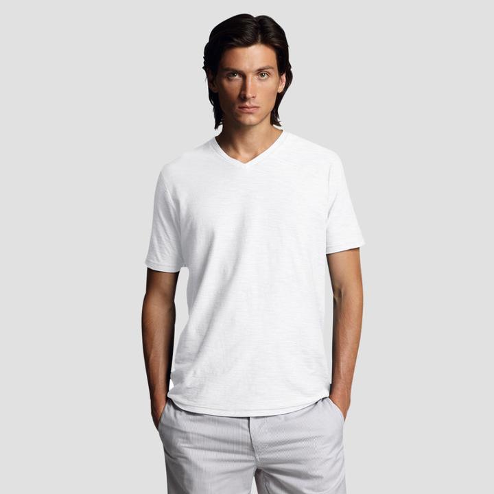 Kenneth Cole New York V-neck Slub T-shirt - White