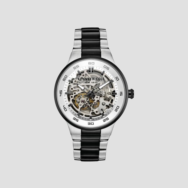 Kenneth Cole New York Black And Silver-tone Automatic Watch - Neutral