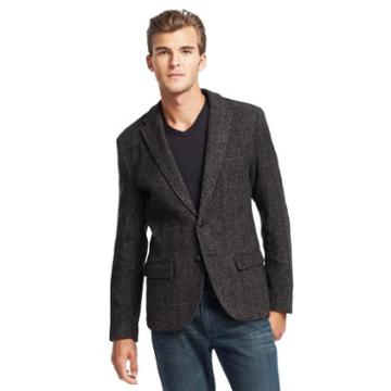 Kenneth Cole Reaction Stand-up Collar Tweed Blazer - Men's - Black