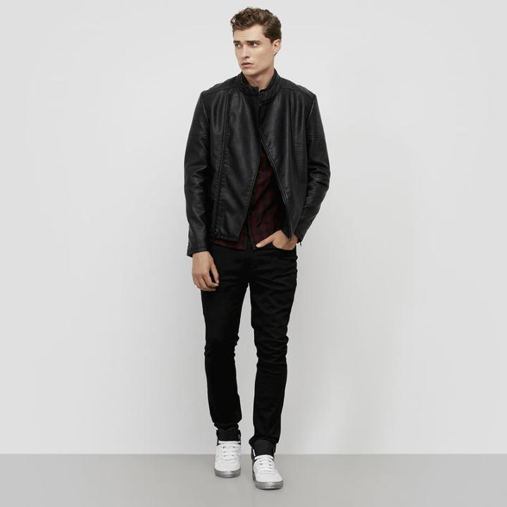 Reaction Kenneth Cole Faux Leather Moto Jacket - Black