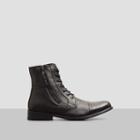 Reaction Kenneth Cole Leather Dual-zip Lace-up Boot - Black