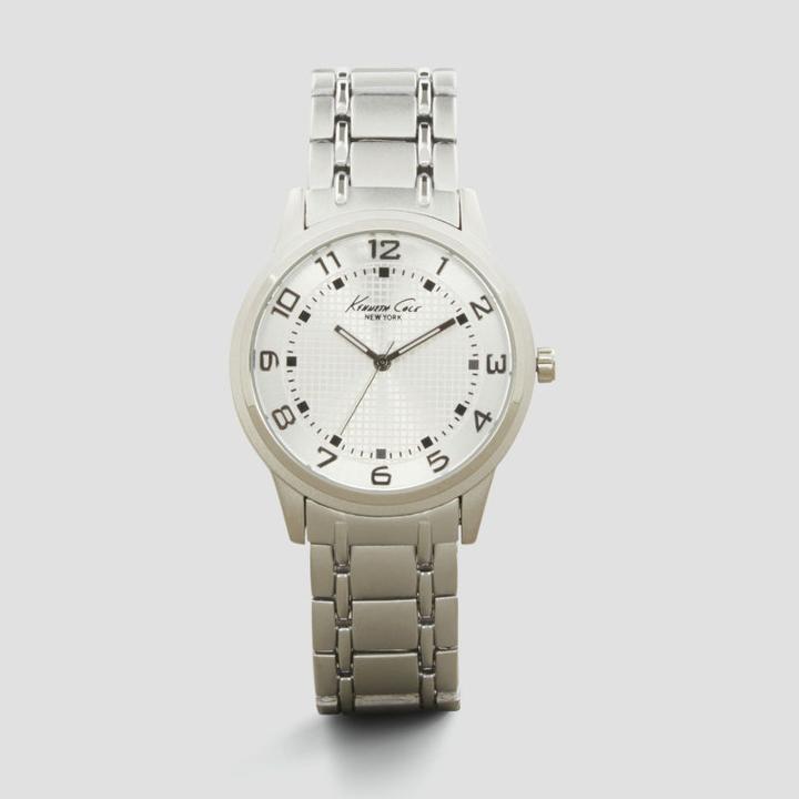 Kenneth Cole New York Silvertone Grid Link Watch - Neutral