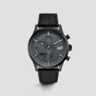 Kenneth Cole New York Black Leather Strap Chronograph Watch - Neutral
