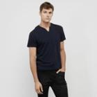 Reaction Kenneth Cole Striped Henley Tee Shirt - Nightshade