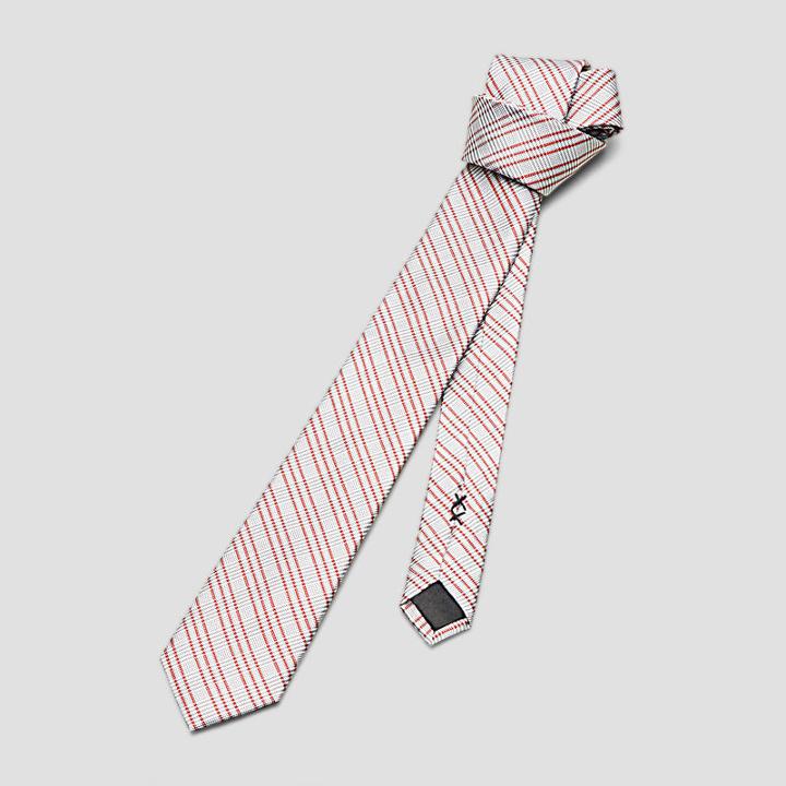 Kenneth Cole New York Argento Check Tie - Red